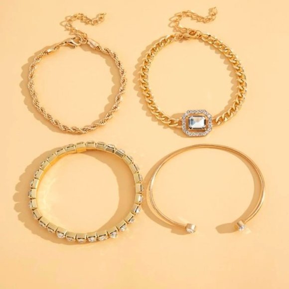 4pcs Rhinestone Decor Bracelet For Women Jewelry Gift Wedding Engagement… - Picture 4 of 4